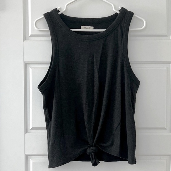 Madewell Black Front Tie Tank Top - Picture 1 of 4